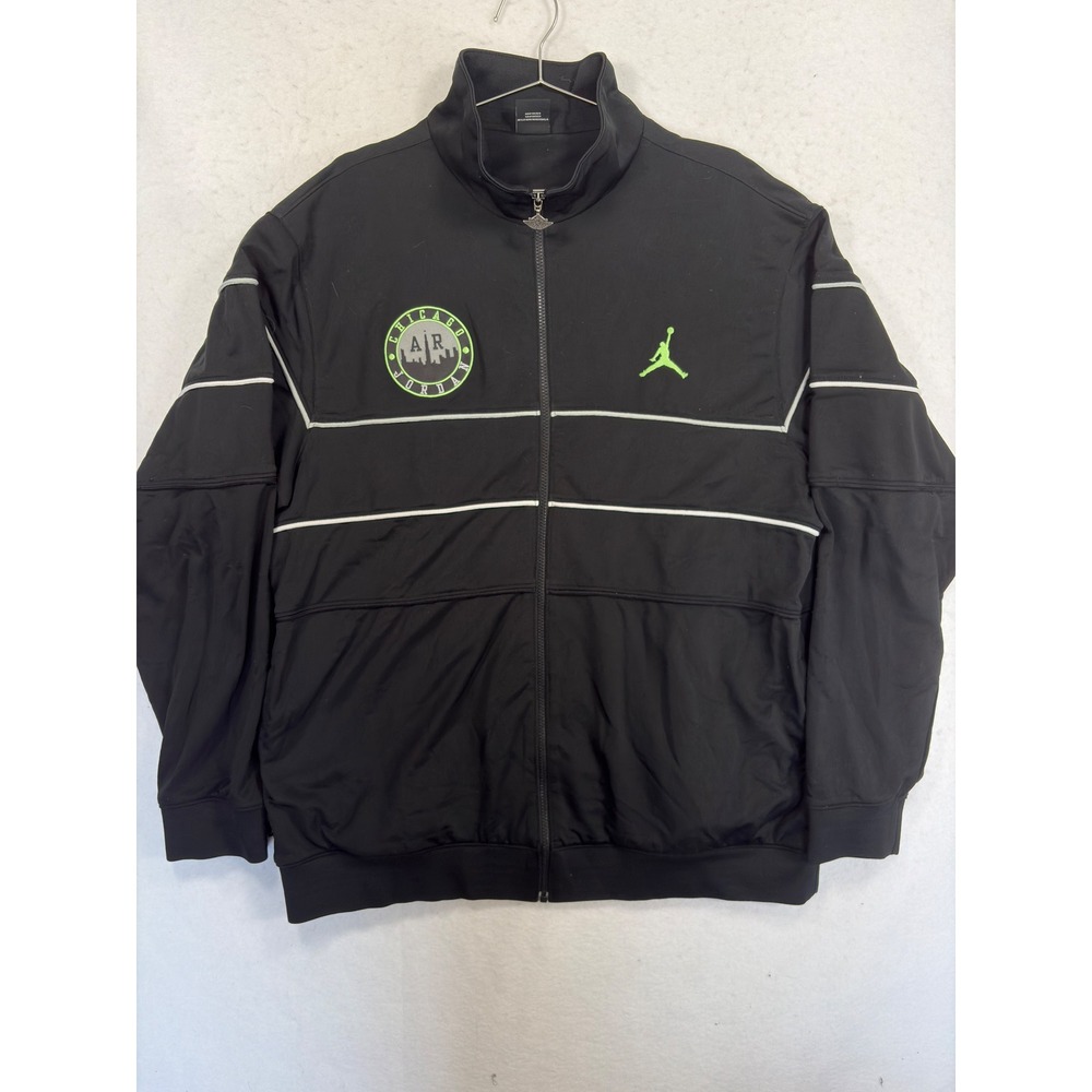 Jordan Brand Chicago Air Track Jacket Mens 3XL Black Lime Green Full Zip Jumpman